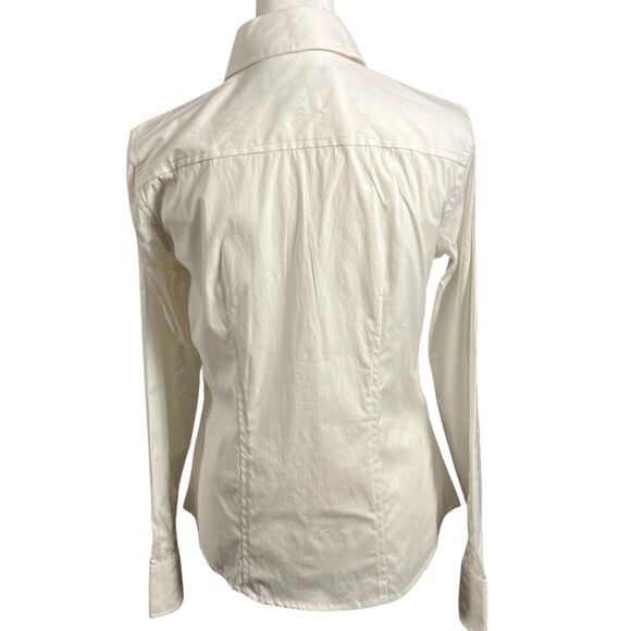 Vineyard Vines White Button Up Blouse 4 Preppy Coastal Clean Classic Pink Whale - Picture 6 of 9